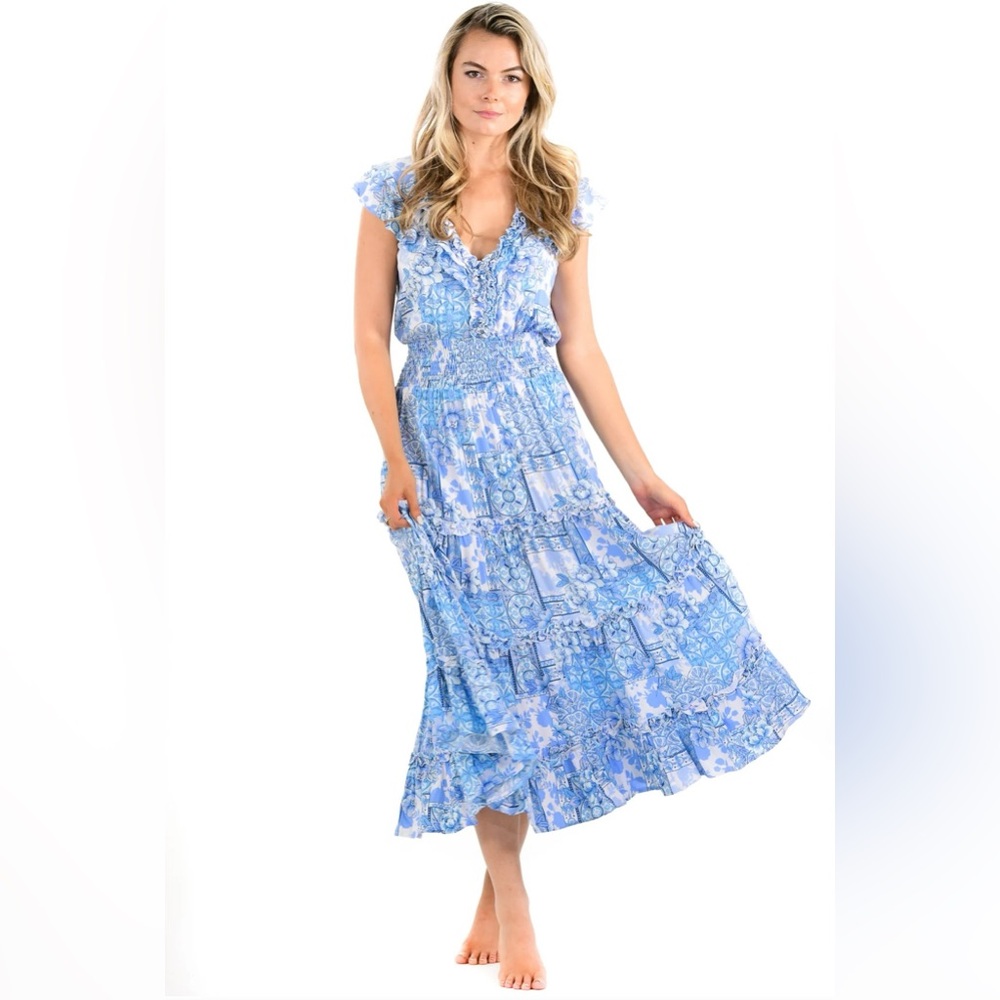 Blue Floral Maxi Dress for Women